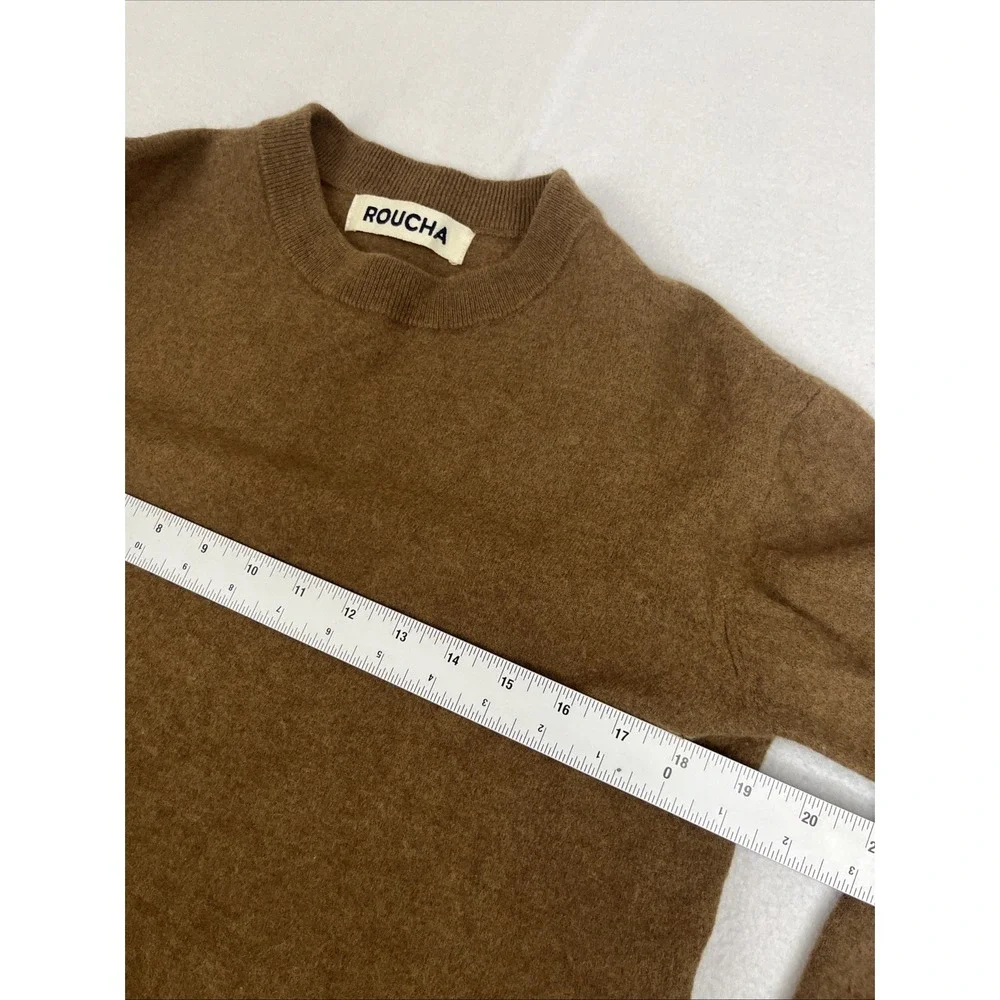 Roucha Tacer Brushed Merino Wool Long Sleeve Sweater Camel Brown Size B Medium